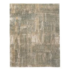Grey Modern Wool Silk Blend Rug - 11'1" X 13'10"