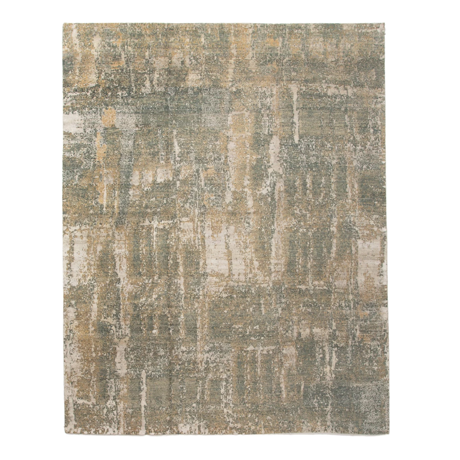 Grey Modern Wool Silk Blend Rug - 11'1" X 13'10" 3 Grey Modern Wool Silk Blend Rug - 11'1" X 13'10"