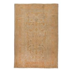 Beige Vintage Traditional Wool Oushak Rug - 8'2" X 11'7"