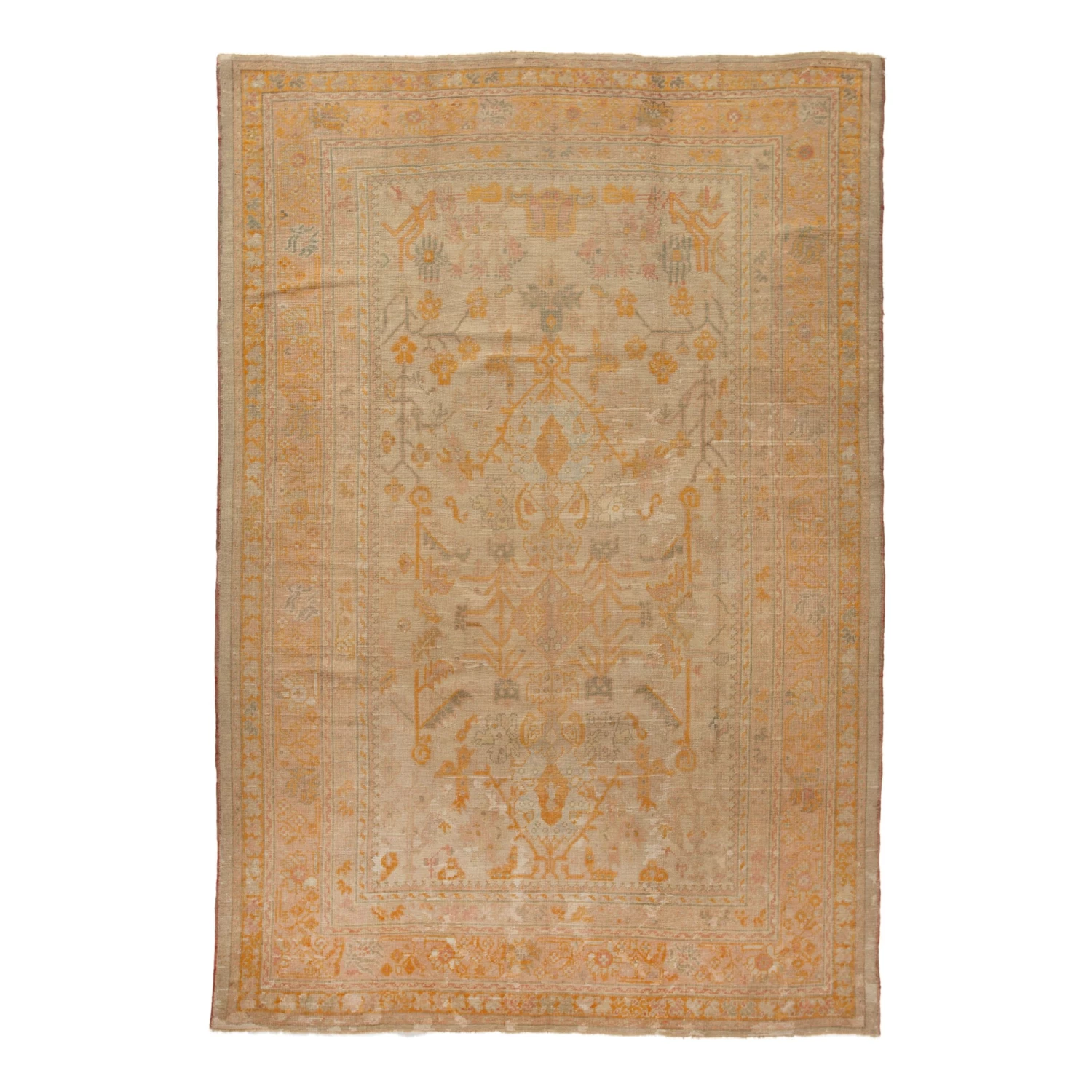 Beige Vintage Traditional Wool Oushak Rug - 8'2" X 11'7" 3 Beige Vintage Traditional Wool Oushak Rug - 8'2" X 11'7"