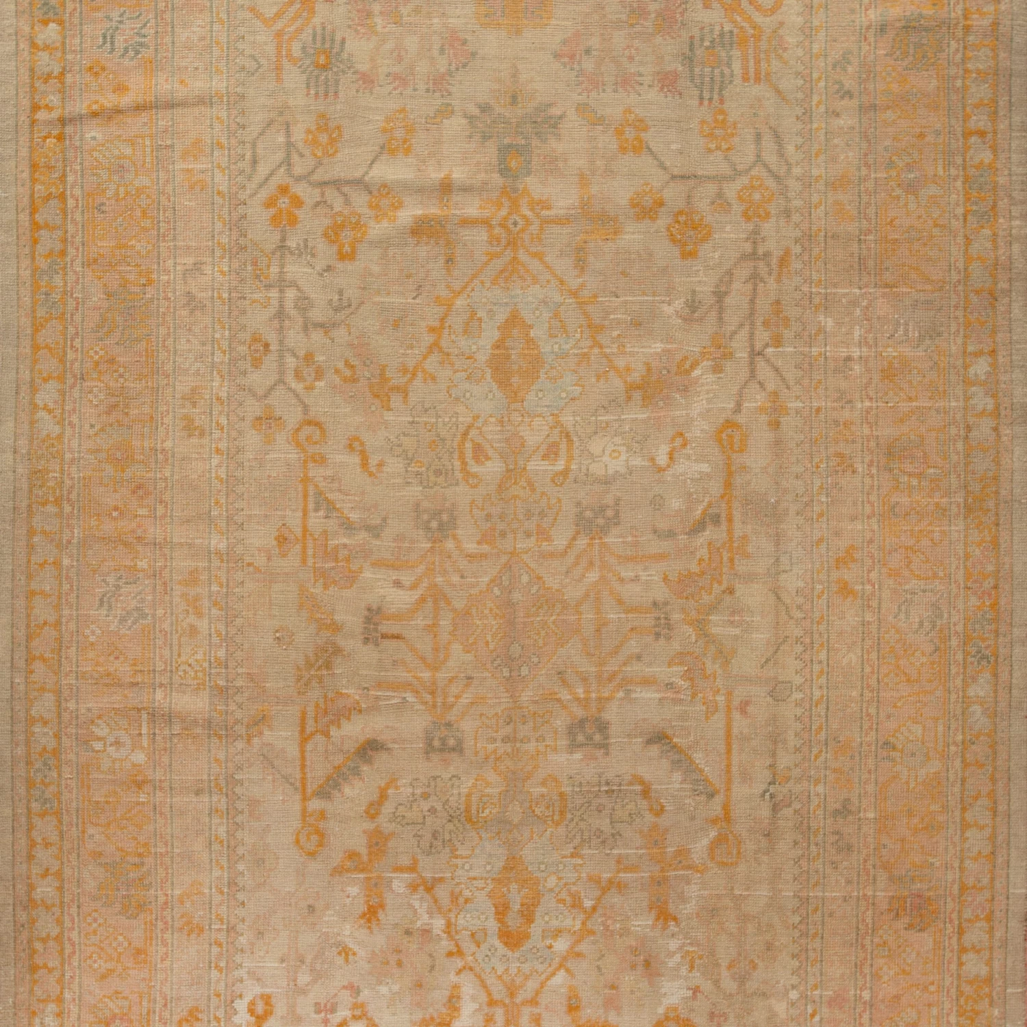 Beige Vintage Traditional Wool Oushak Rug - 8'2" X 11'7" 4 Beige Vintage Traditional Wool Oushak Rug - 8'2" X 11'7" - Image 2
