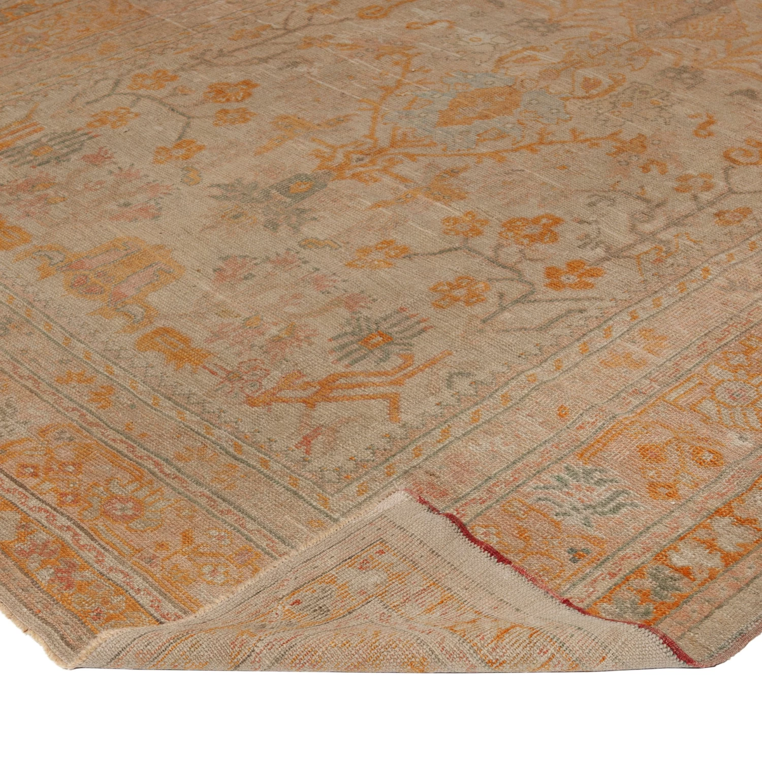 Beige Vintage Traditional Wool Oushak Rug - 8'2" X 11'7" 6 Beige Vintage Traditional Wool Oushak Rug - 8'2" X 11'7" - Image 4