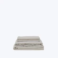 Essential Percale Sheet Set Light Grey