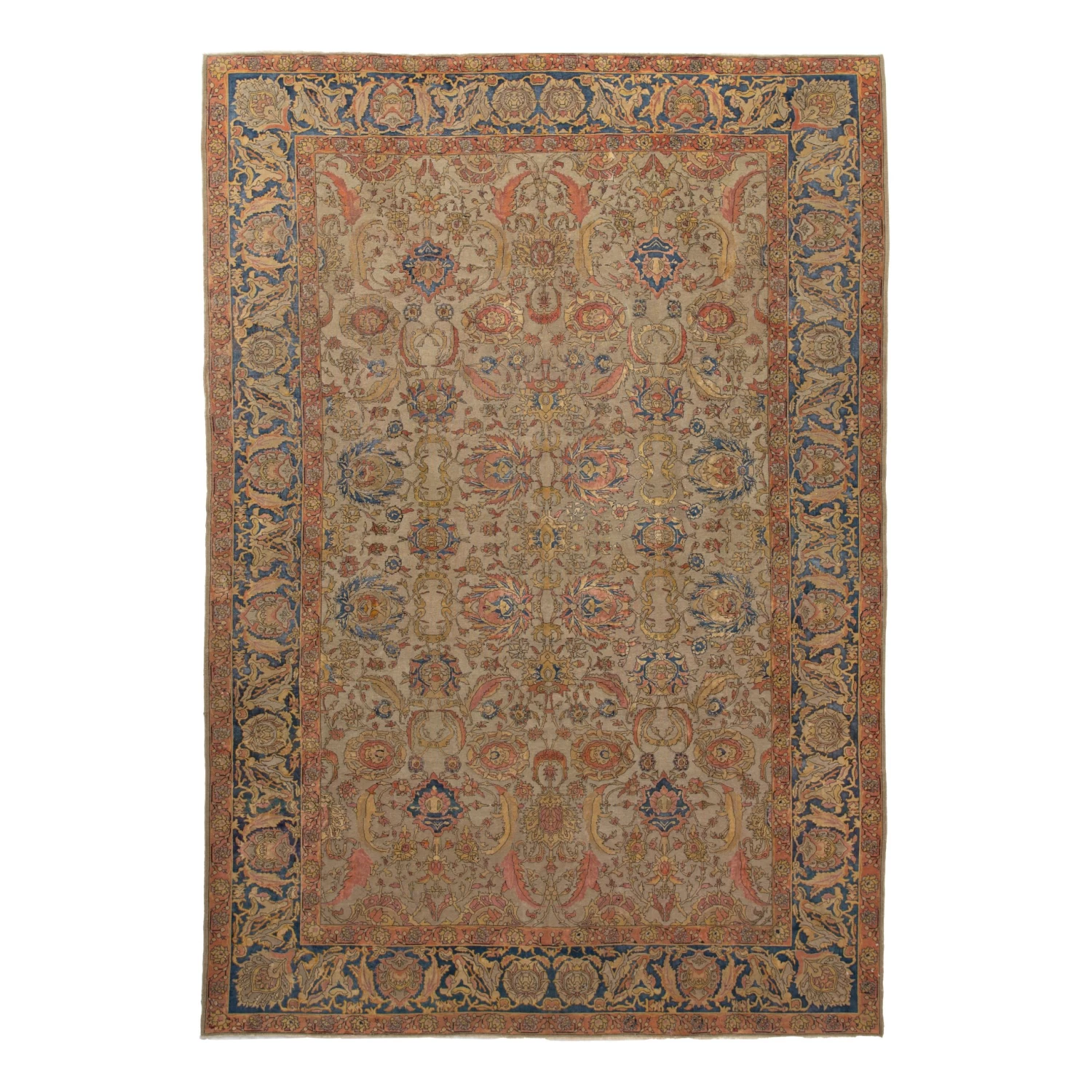 Beige Vintage Traditional Wool Rug - 8'7" X 12'9" 3 Beige Vintage Traditional Wool Rug - 8'7" X 12'9"