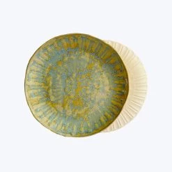 Faceted Ceramic Plate Large - Blue Nebula