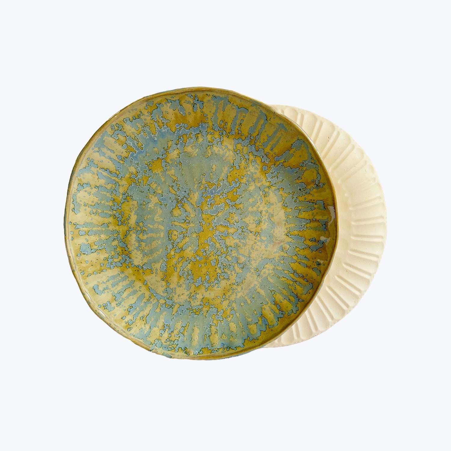 Faceted Ceramic Plate Large - Blue Nebula 3 Faceted Ceramic Plate Large - Blue Nebula