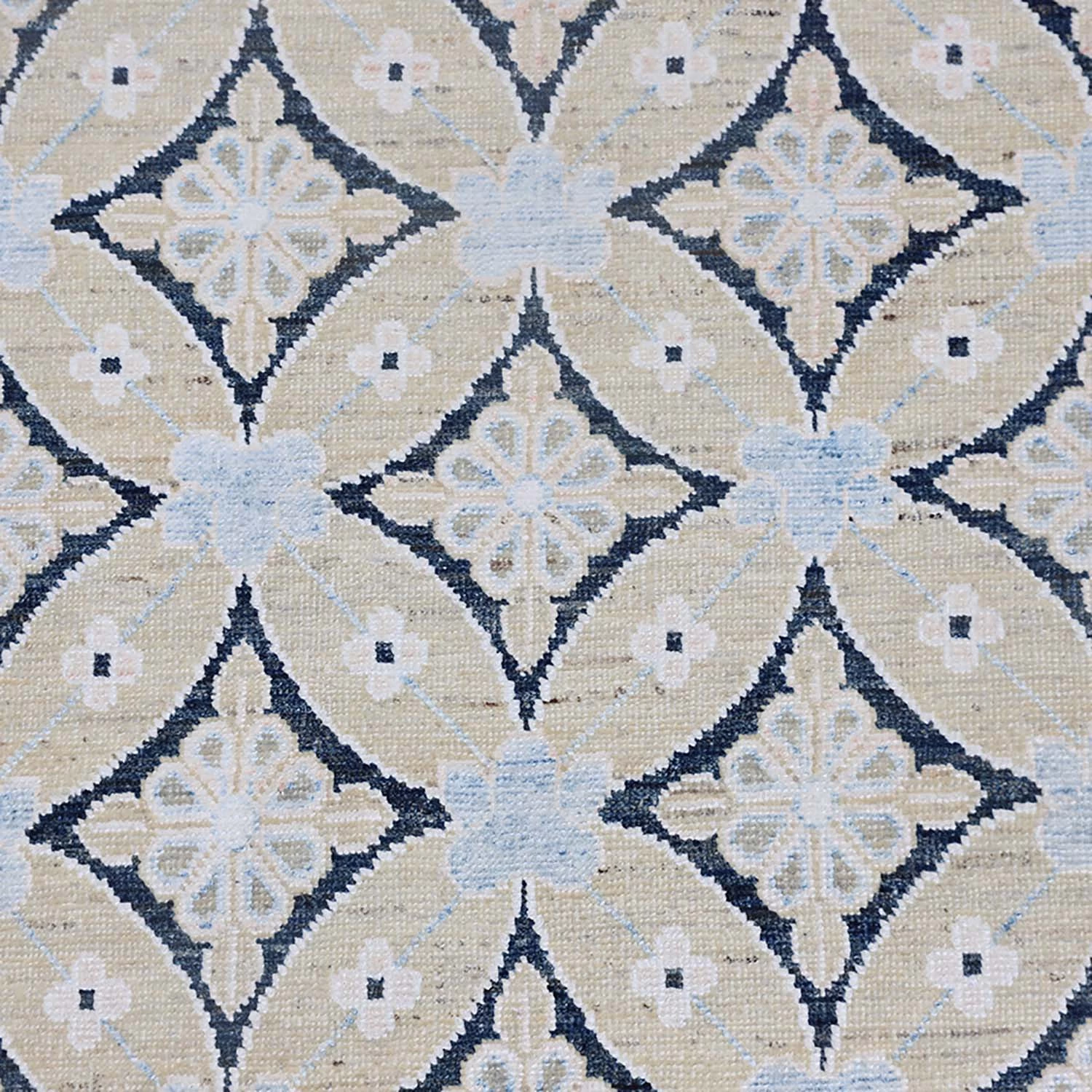 Blue Modern Wool Rug - 9'1" X 12' 5 Blue Modern Wool Rug - 9'1" X 12' - Image 3