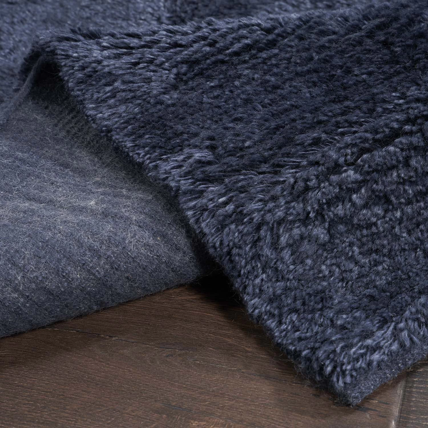 Blue Textured Wool Rug - 6'2" X 9'1" 7 Blue Textured Wool Rug - 6'2" X 9'1" - Image 5