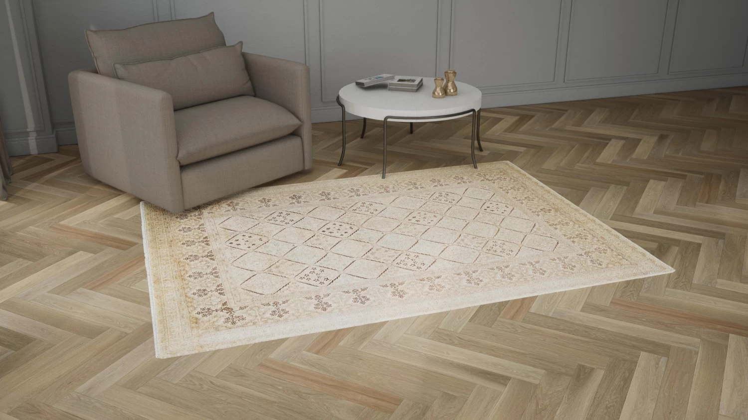Beige Traditional Wool Rug - 6' X 8'3" 12 Beige Traditional Wool Rug - 6' X 8'3" - Image 10