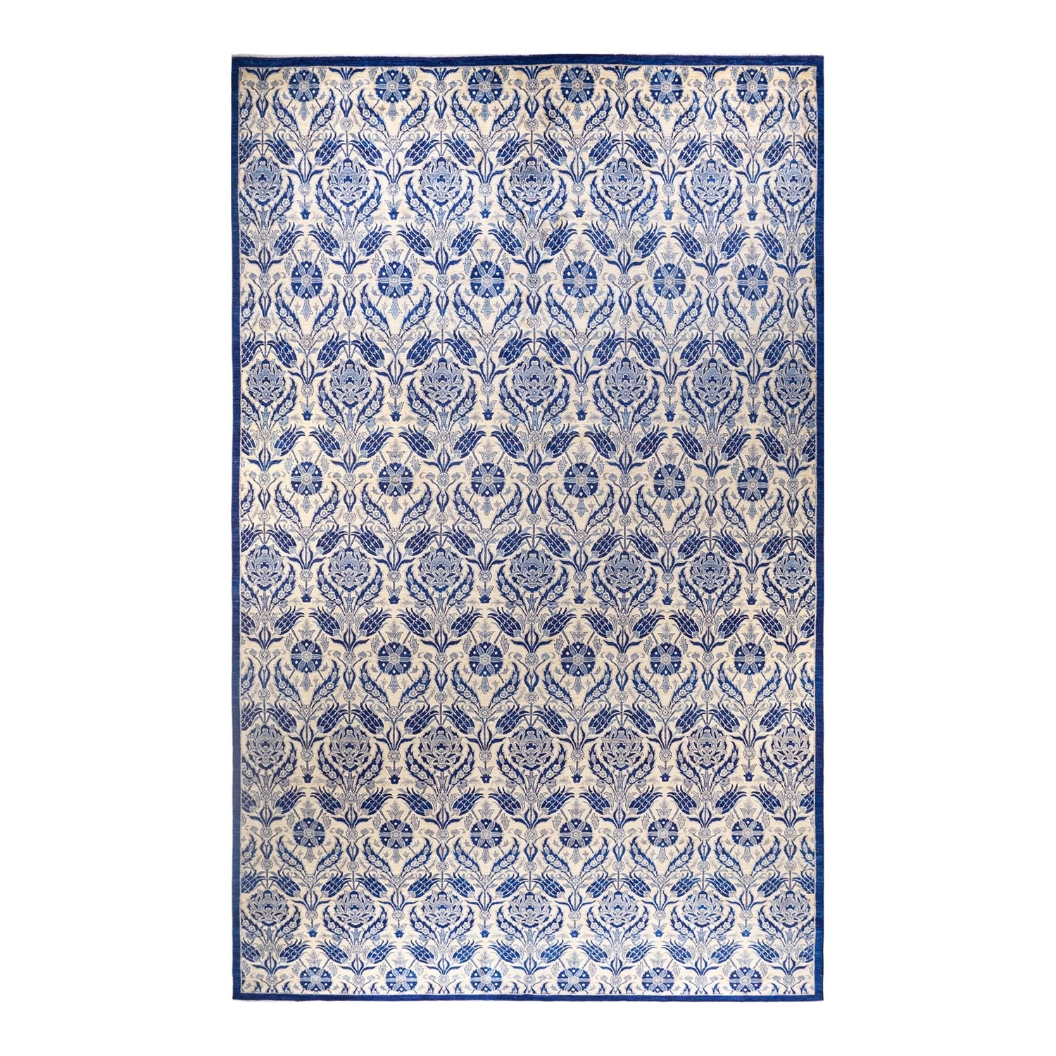 Blue Transitional Wool Rug - 11'10" X 20'9" 3 Blue Transitional Wool Rug - 11'10" X 20'9"