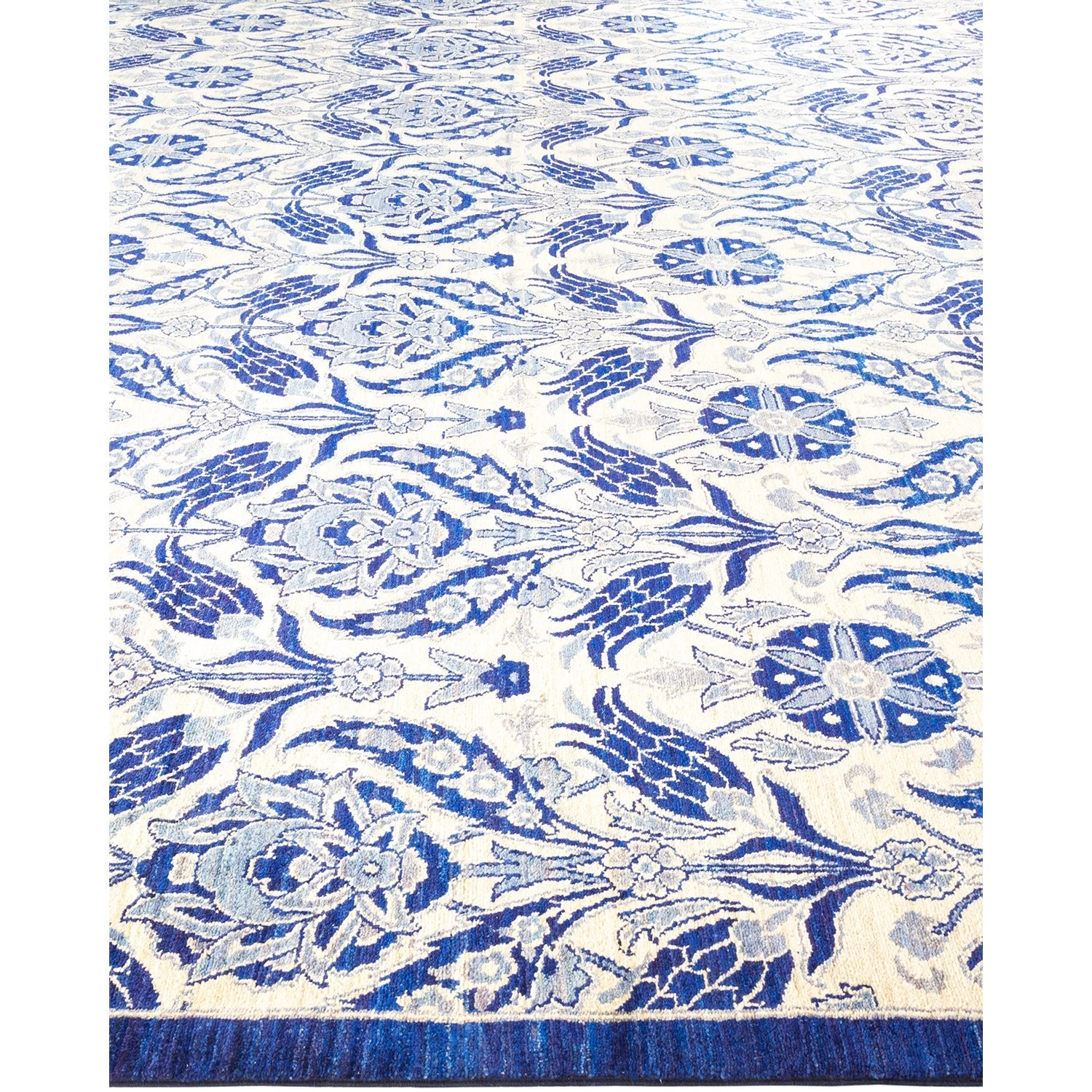 Blue Transitional Wool Rug - 11'10" X 20'9" 6 Blue Transitional Wool Rug - 11'10" X 20'9" - Image 4