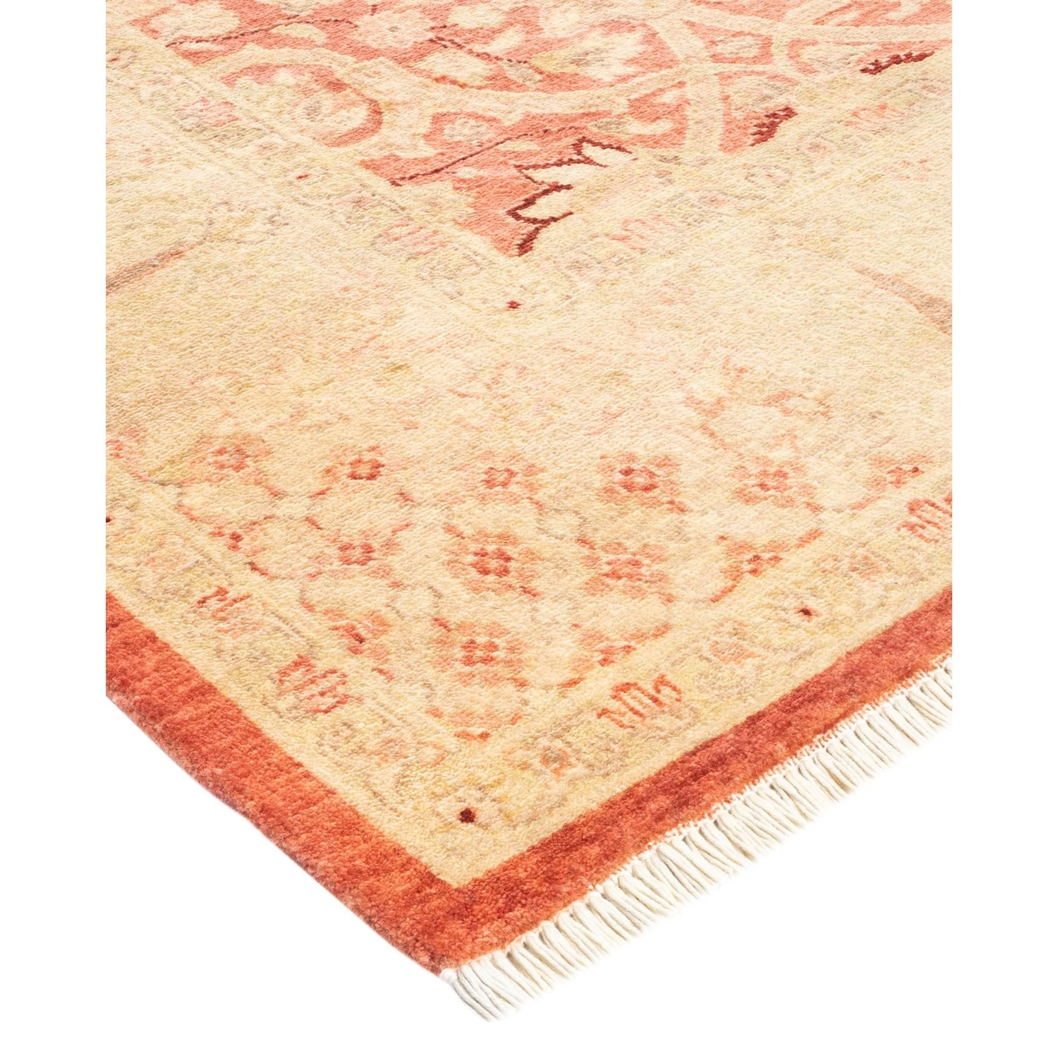 Orange Traditional Wool Rug - 6'1" X 9' 5 Orange Traditional Wool Rug - 6'1" X 9' - Image 3