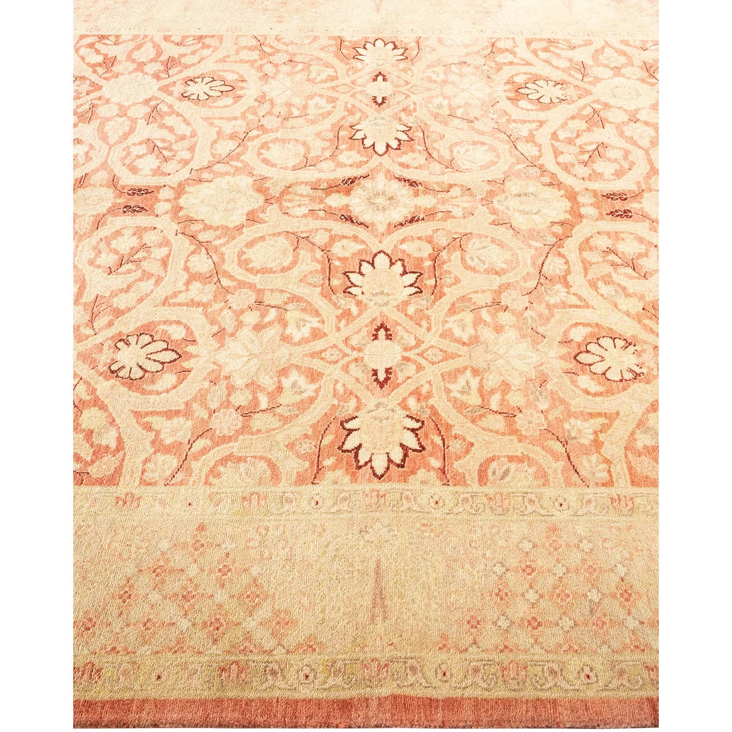 Orange Traditional Wool Rug - 6'1" X 9' 6 Orange Traditional Wool Rug - 6'1" X 9' - Image 4