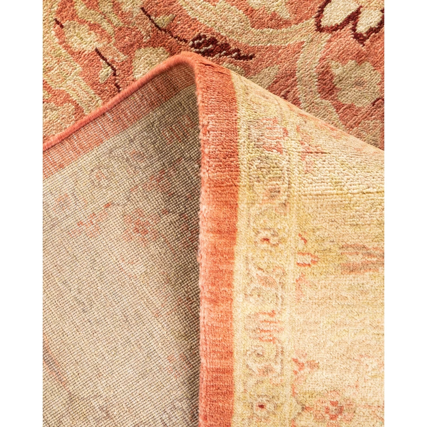 Orange Traditional Wool Rug - 6'1" X 9' 8 Orange Traditional Wool Rug - 6'1" X 9' - Image 6