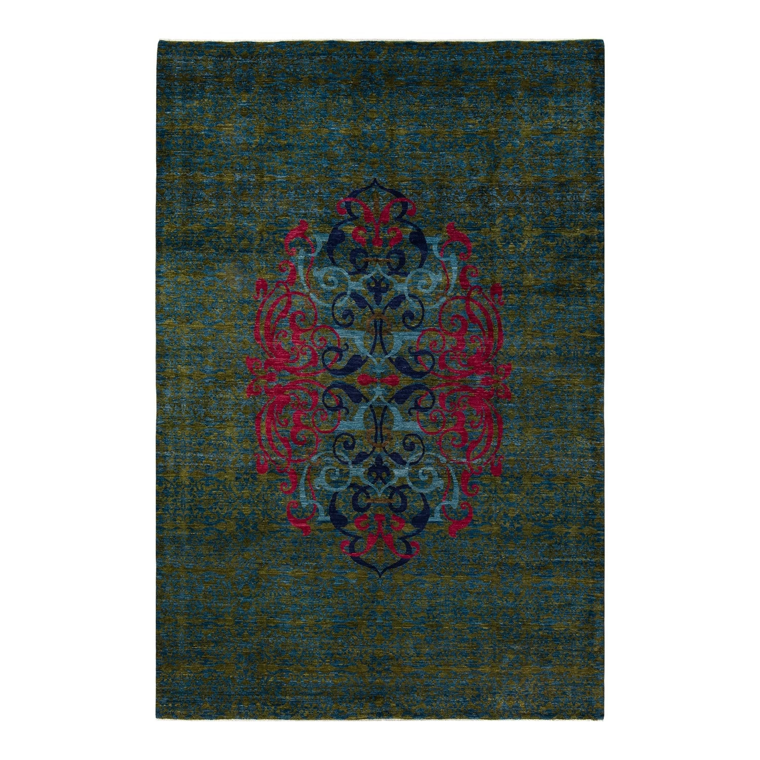 Green Transitional Wool Rug - 9'10" X 14'4" 3 Green Transitional Wool Rug - 9'10" X 14'4"