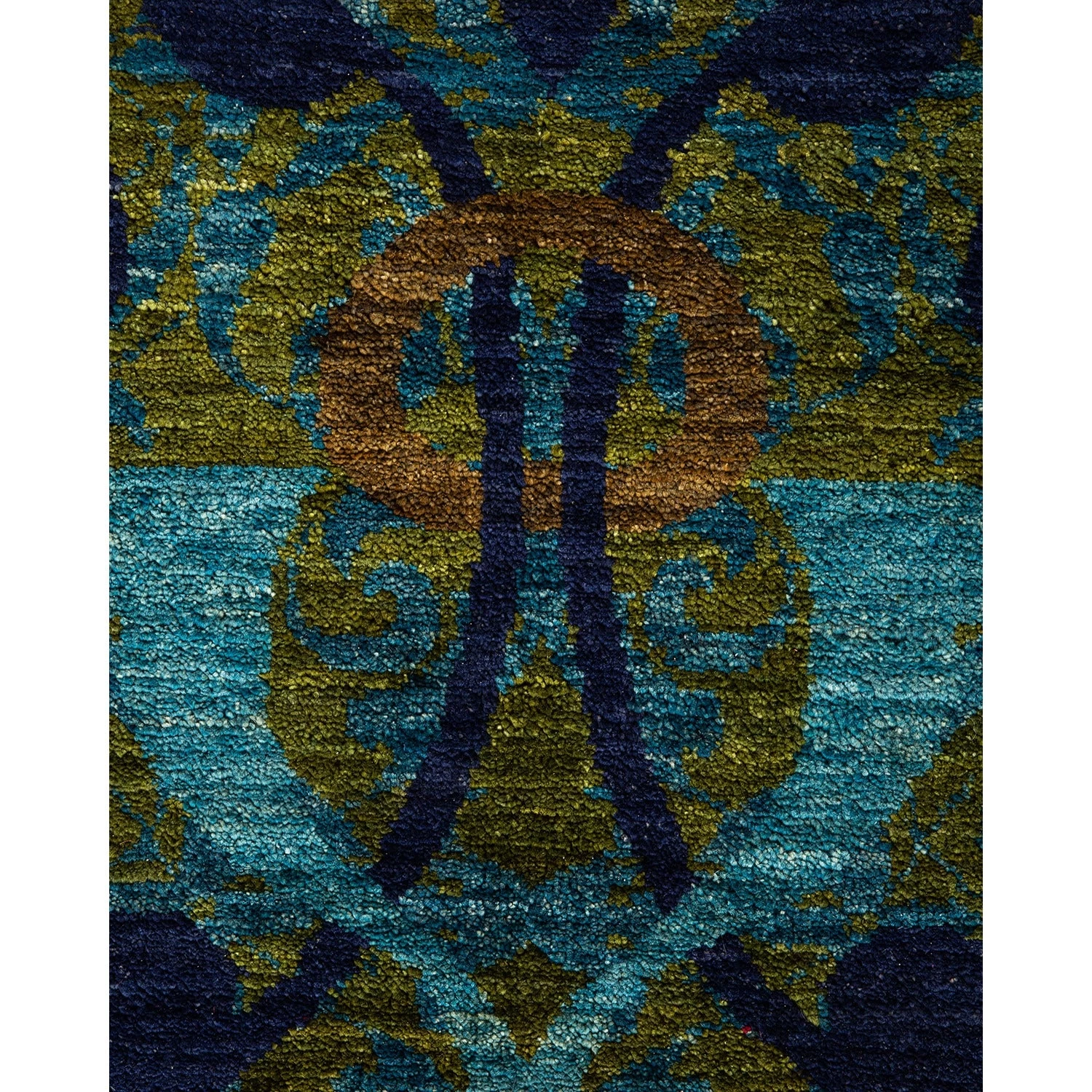 Green Transitional Wool Rug - 9'10" X 14'4" 5 Green Transitional Wool Rug - 9'10" X 14'4" - Image 3
