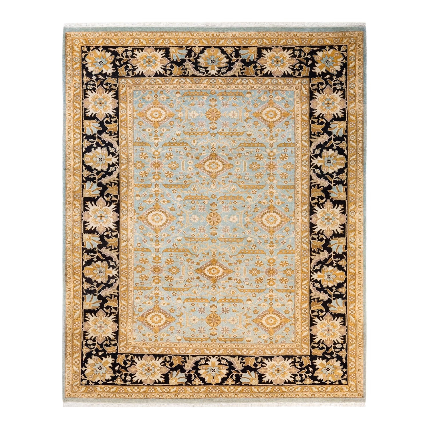Blue Traditional Wool Rug - 6' X 7'9" 3 Blue Traditional Wool Rug - 6' X 7'9"