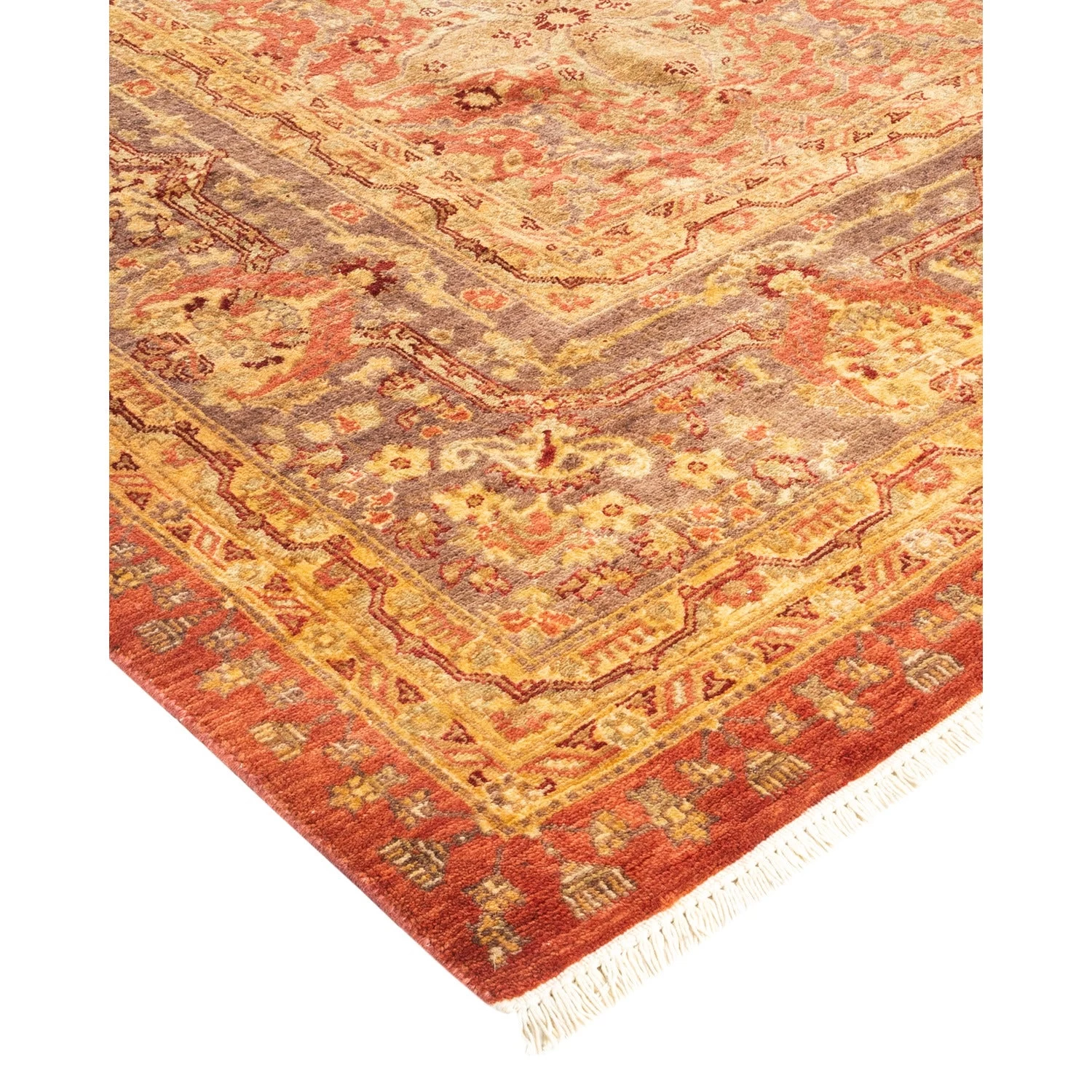 Orange Traditional Wool Rug - 8'3" X 8'4" 4 Orange Traditional Wool Rug - 8'3" X 8'4" - Image 2
