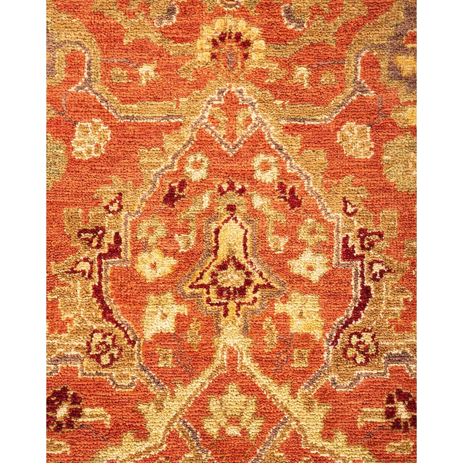Orange Traditional Wool Rug - 8'3" X 8'4" 5 Orange Traditional Wool Rug - 8'3" X 8'4" - Image 3