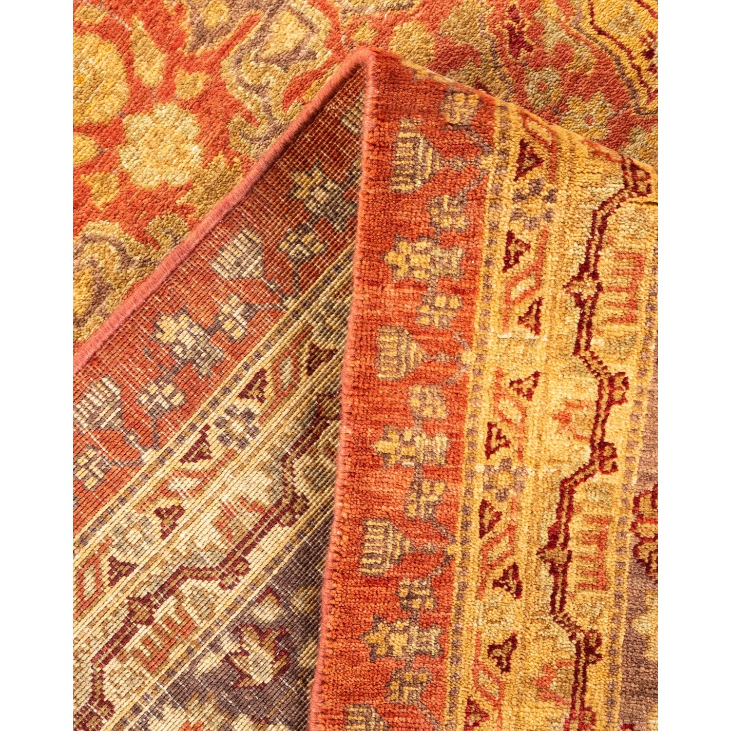 Orange Traditional Wool Rug - 8'3" X 8'4" 8 Orange Traditional Wool Rug - 8'3" X 8'4" - Image 6