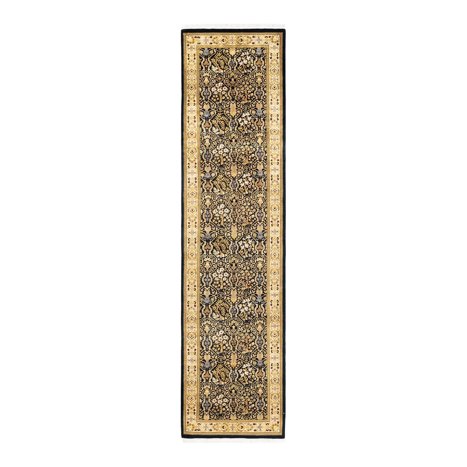 Black Traditional Wool Runner - 2'6" X 10'5" 3 Black Traditional Wool Runner - 2'6" X 10'5"