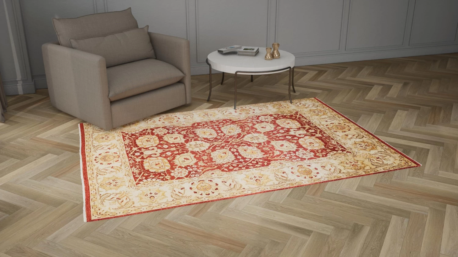 Red Traditional Wool Rug - 6'1" X 8'8" 12 Red Traditional Wool Rug - 6'1" X 8'8" - Image 10