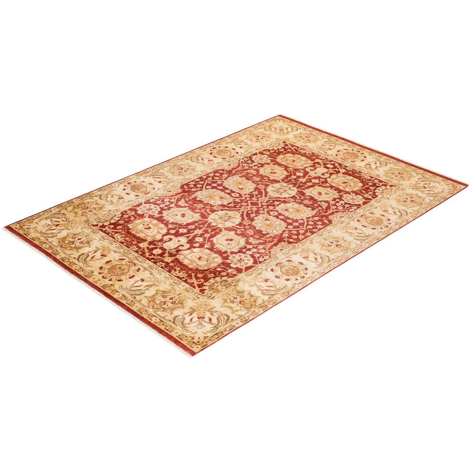 Red Traditional Wool Rug - 6'1" X 8'8" 11 Red Traditional Wool Rug - 6'1" X 8'8" - Image 9