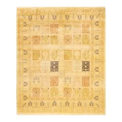 Yellow Traditional Wool Rug - 8'2" X 8'4"