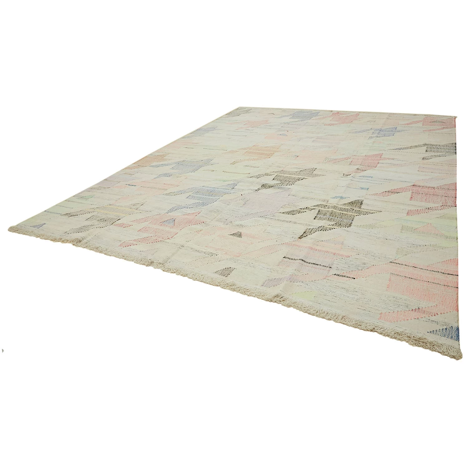 Cream Flatweave Wool Cotton Blend Rug - 11'9" X 15'9" 6 Cream Flatweave Wool Cotton Blend Rug - 11'9" X 15'9" - Image 4