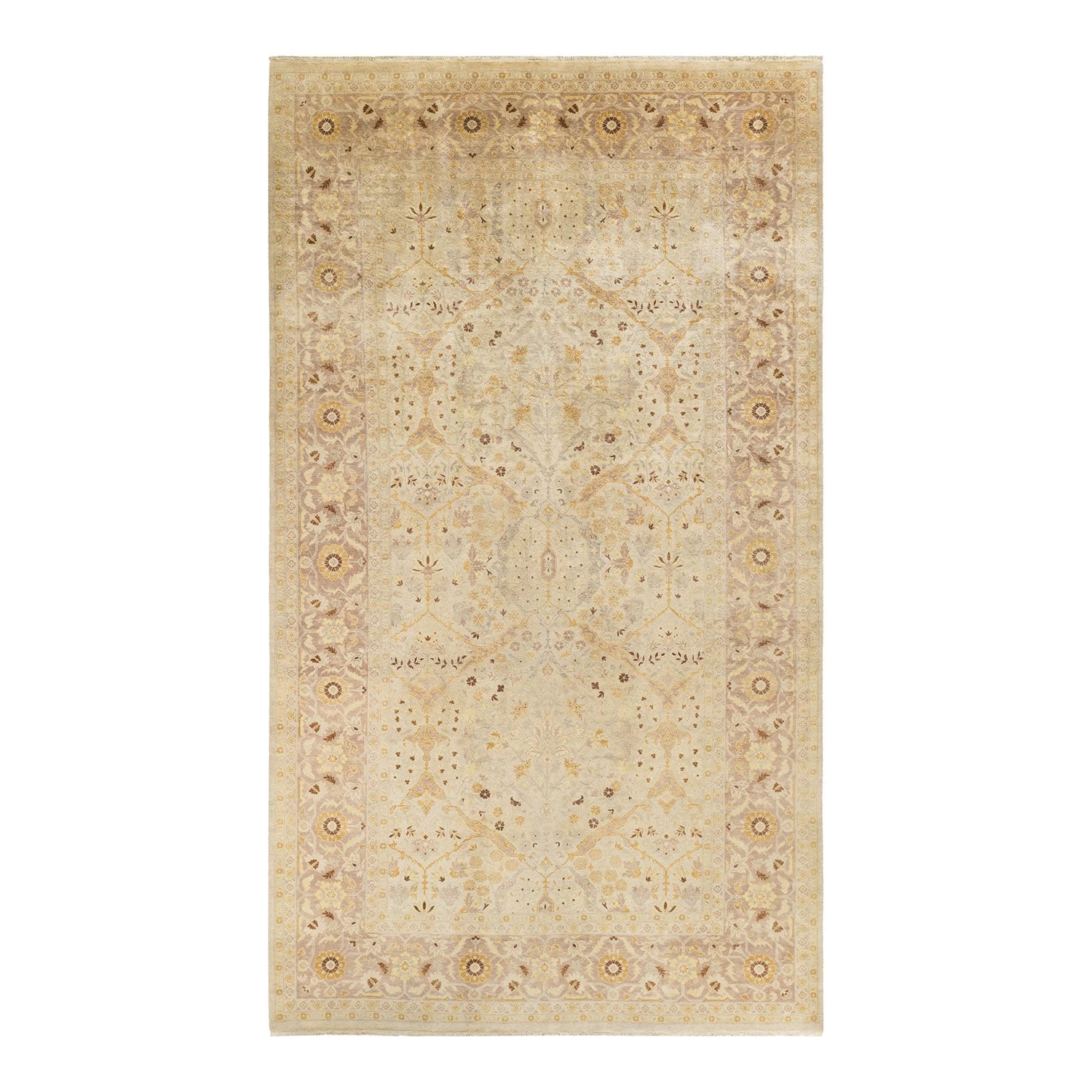 Ivory Traditional Wool Rug - 8'1" X 14'1" 3 Ivory Traditional Wool Rug - 8'1" X 14'1"