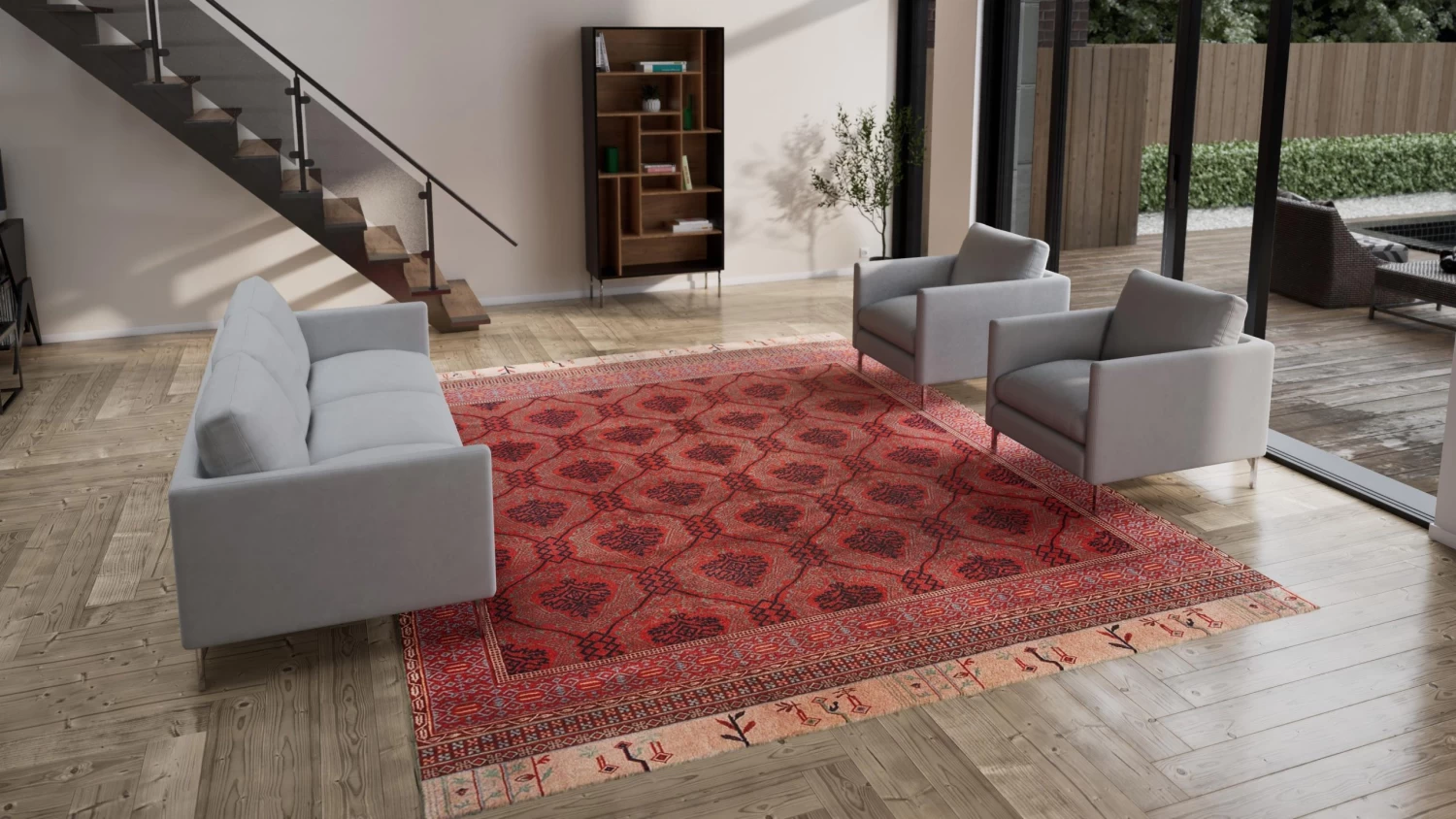 Red Antique Turkish Smyrna Rug - 10'3" X 13'10" 5 Red Antique Turkish Smyrna Rug - 10'3" X 13'10" - Image 3