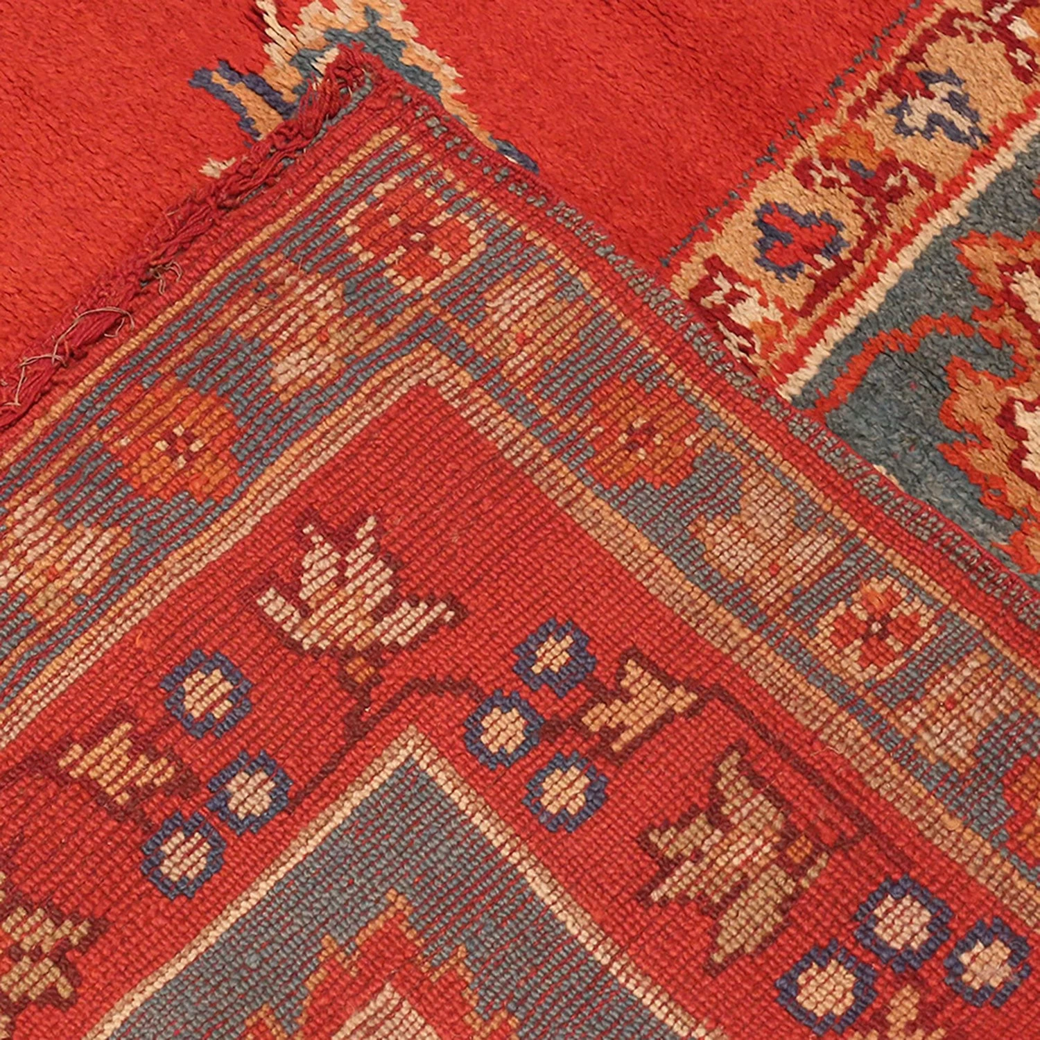 Red And Blue Antique Irish Rug - 13'3" X 13'8" 4 Red And Blue Antique Irish Rug - 13'3" X 13'8" - Image 2