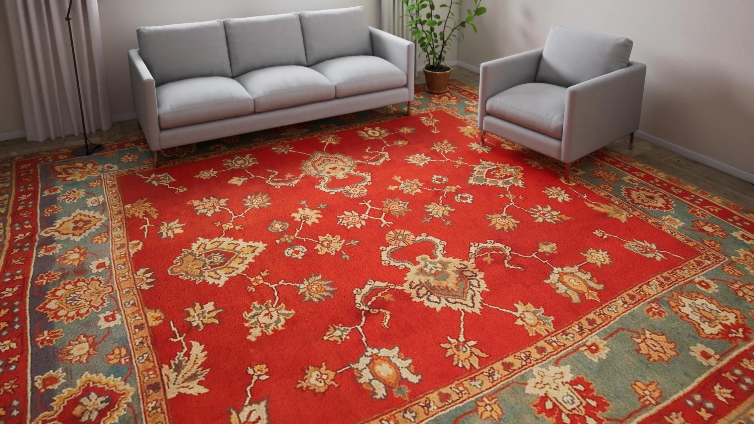 Red And Blue Antique Irish Rug - 13'3" X 13'8" 11 Red And Blue Antique Irish Rug - 13'3" X 13'8" - Image 9