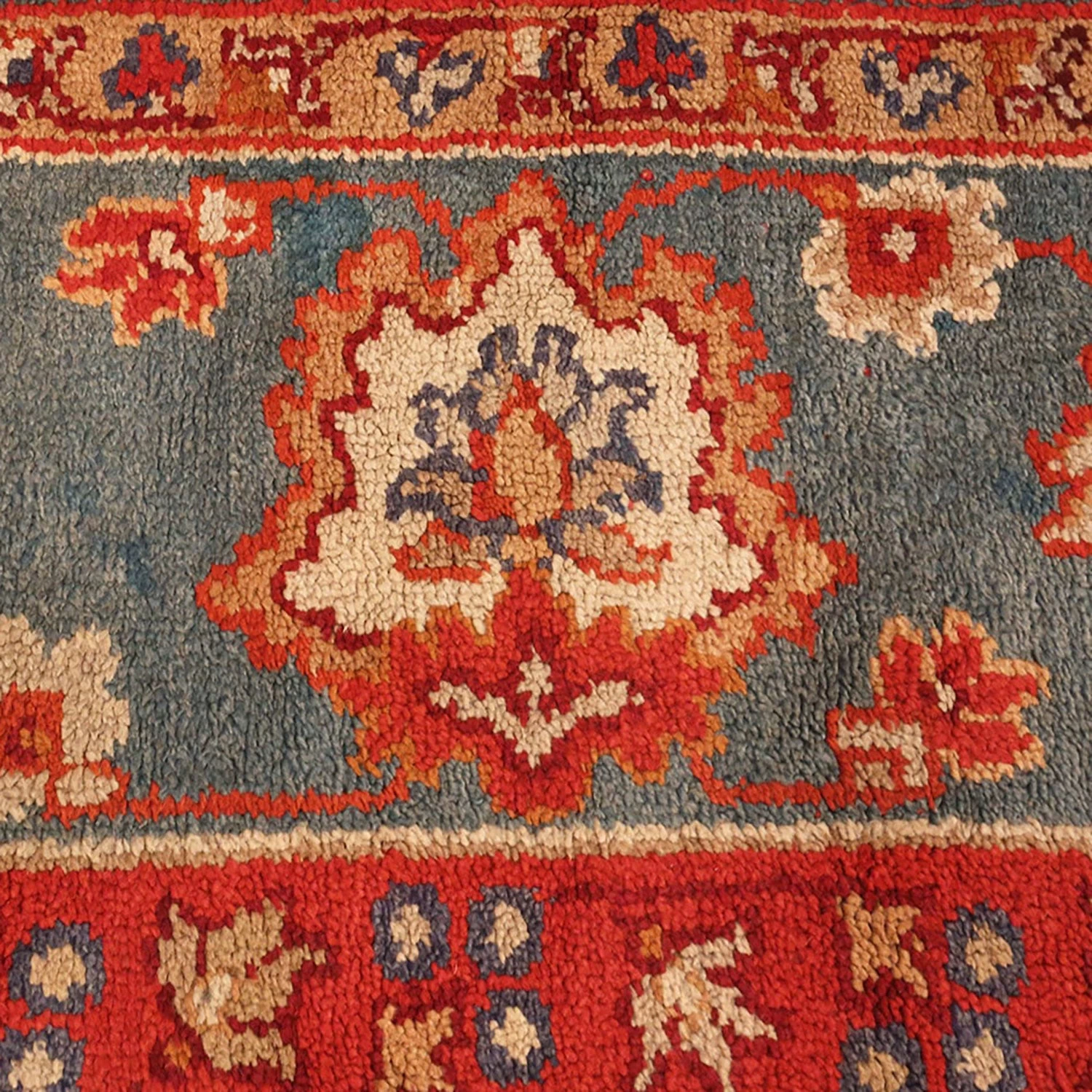 Red And Blue Antique Irish Rug - 13'3" X 13'8" 9 Red And Blue Antique Irish Rug - 13'3" X 13'8" - Image 7