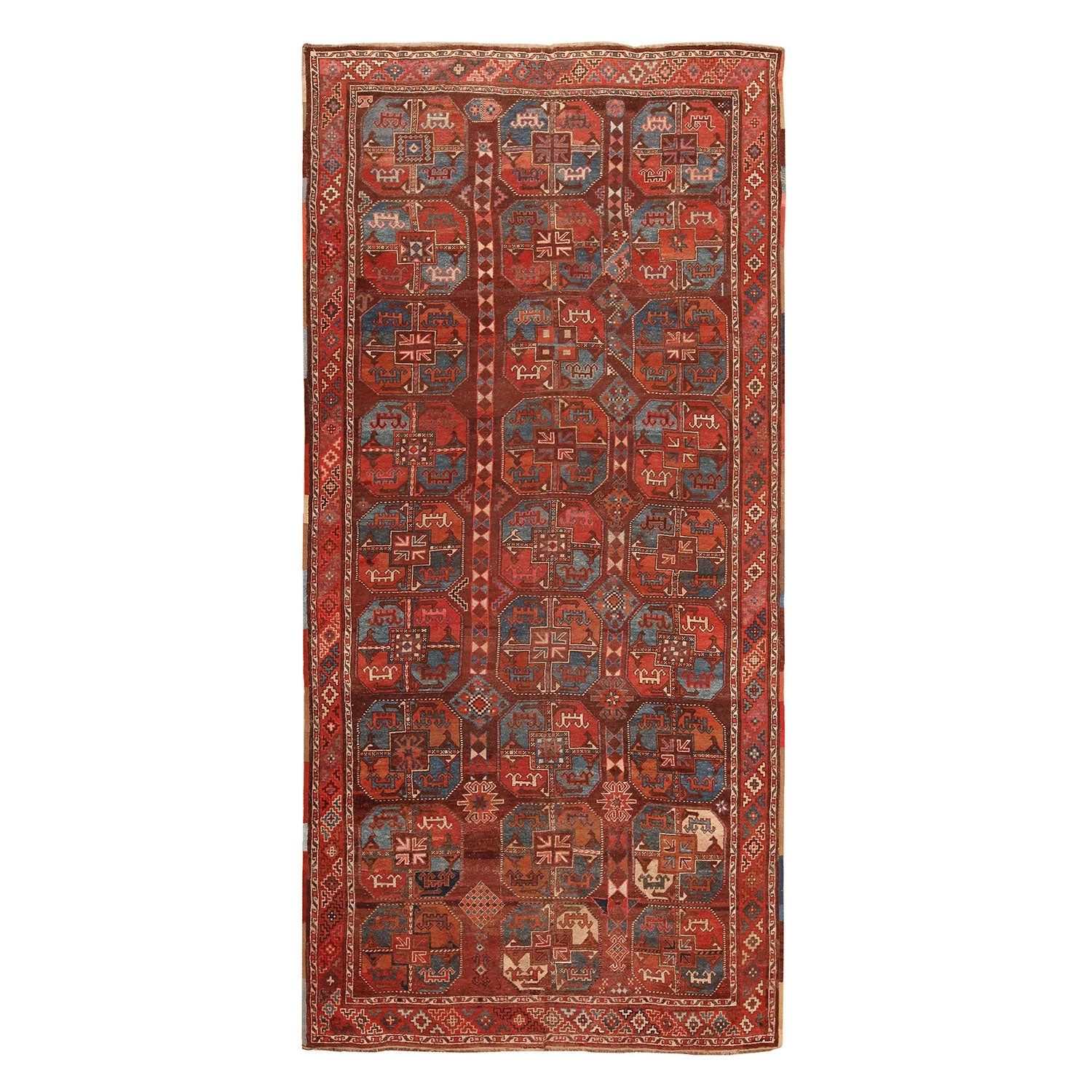 Red Antique Tribal Uzbek Rug - 6'7" X 13'8" 3 Red Antique Tribal Uzbek Rug - 6'7" X 13'8"