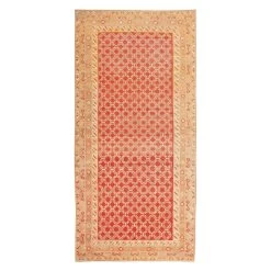 Gold And Red Antique Khotan Rug - 7'2" X 14'2"