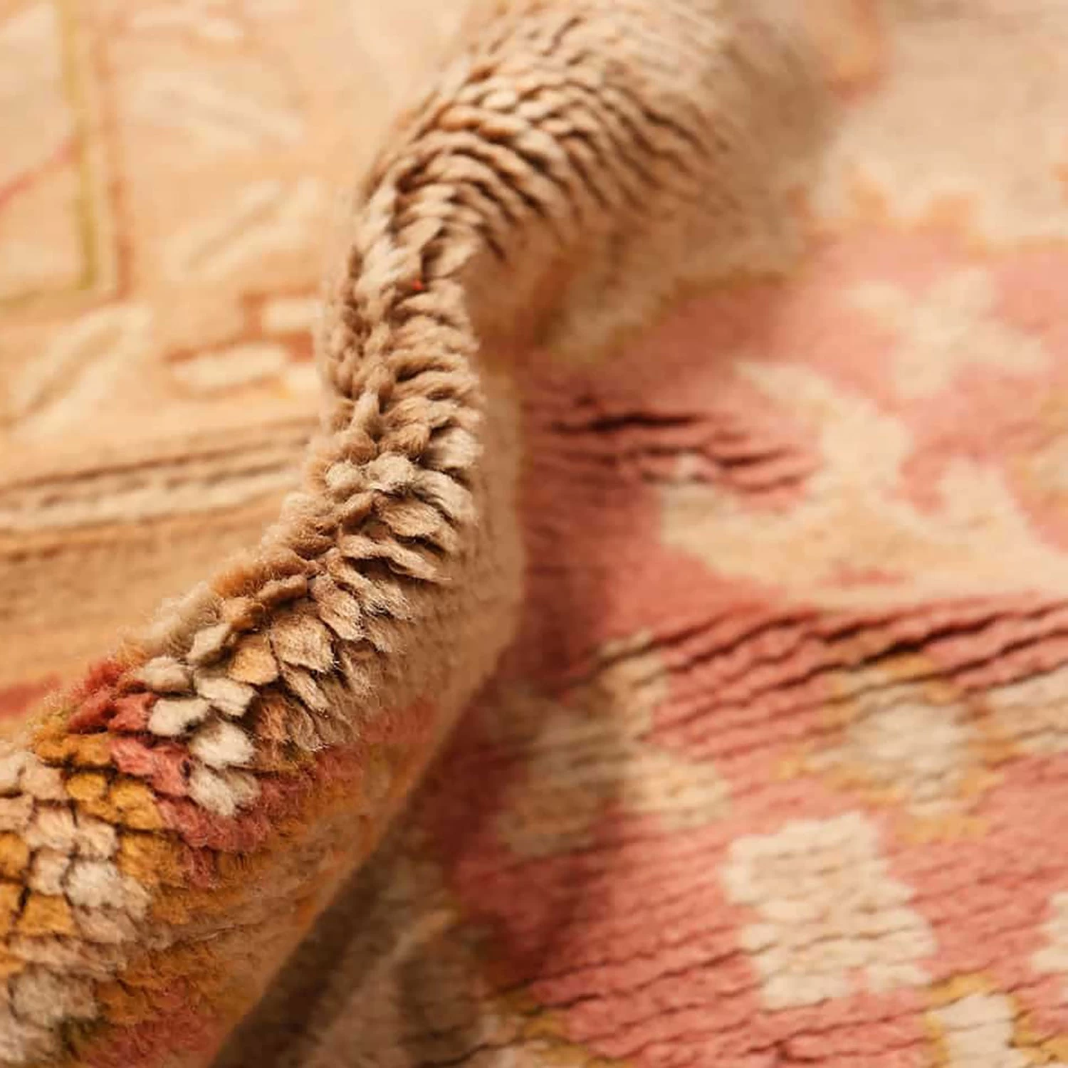 Beige And Pink Antique Turkish Oushak Rug - 15'0" X 18'6" 10 Beige And Pink Antique Turkish Oushak Rug - 15'0" X 18'6" - Image 8