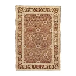 Brown Antique Indian Agra Rug - 5'9" X 8'5"