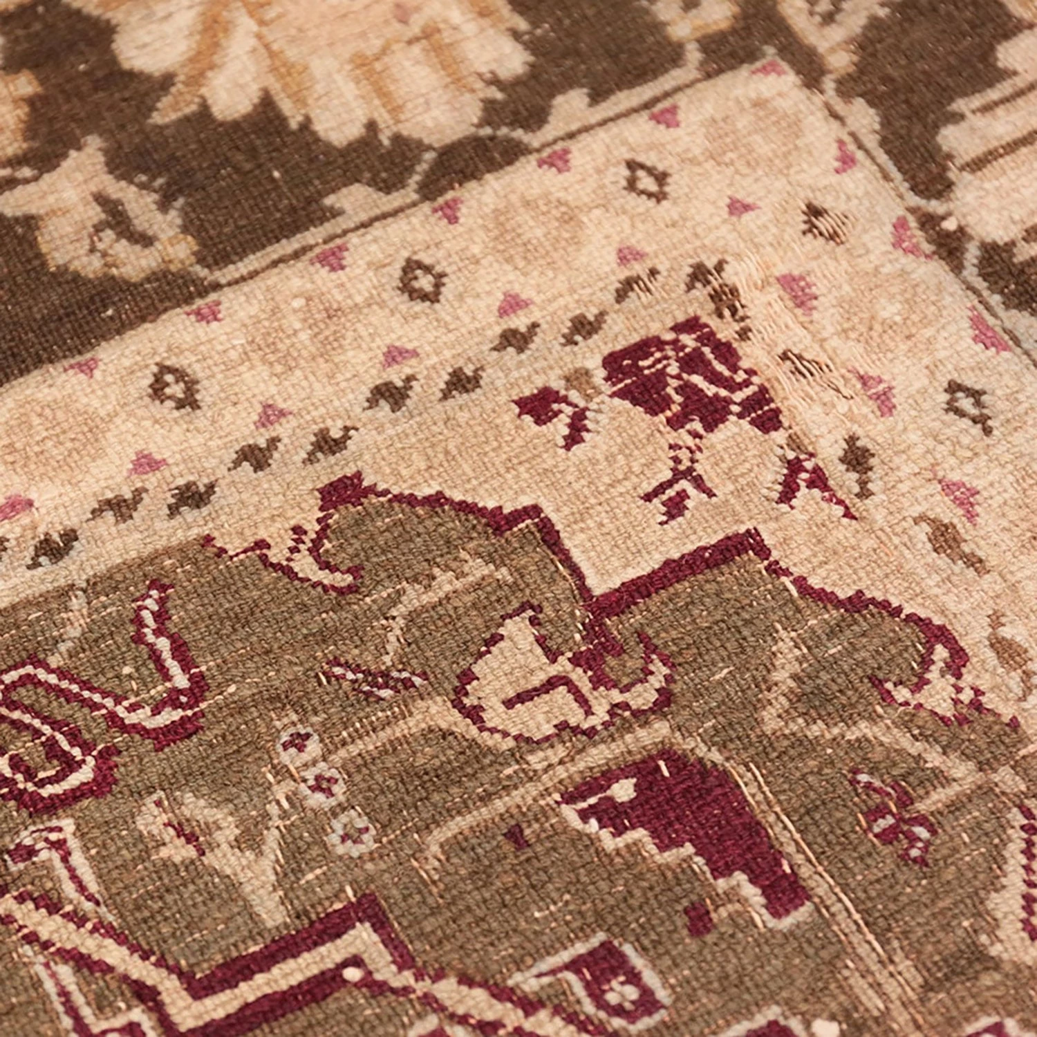 Brown Antique Indian Agra Rug - 5'9" X 8'5" 7 Brown Antique Indian Agra Rug - 5'9" X 8'5" - Image 5