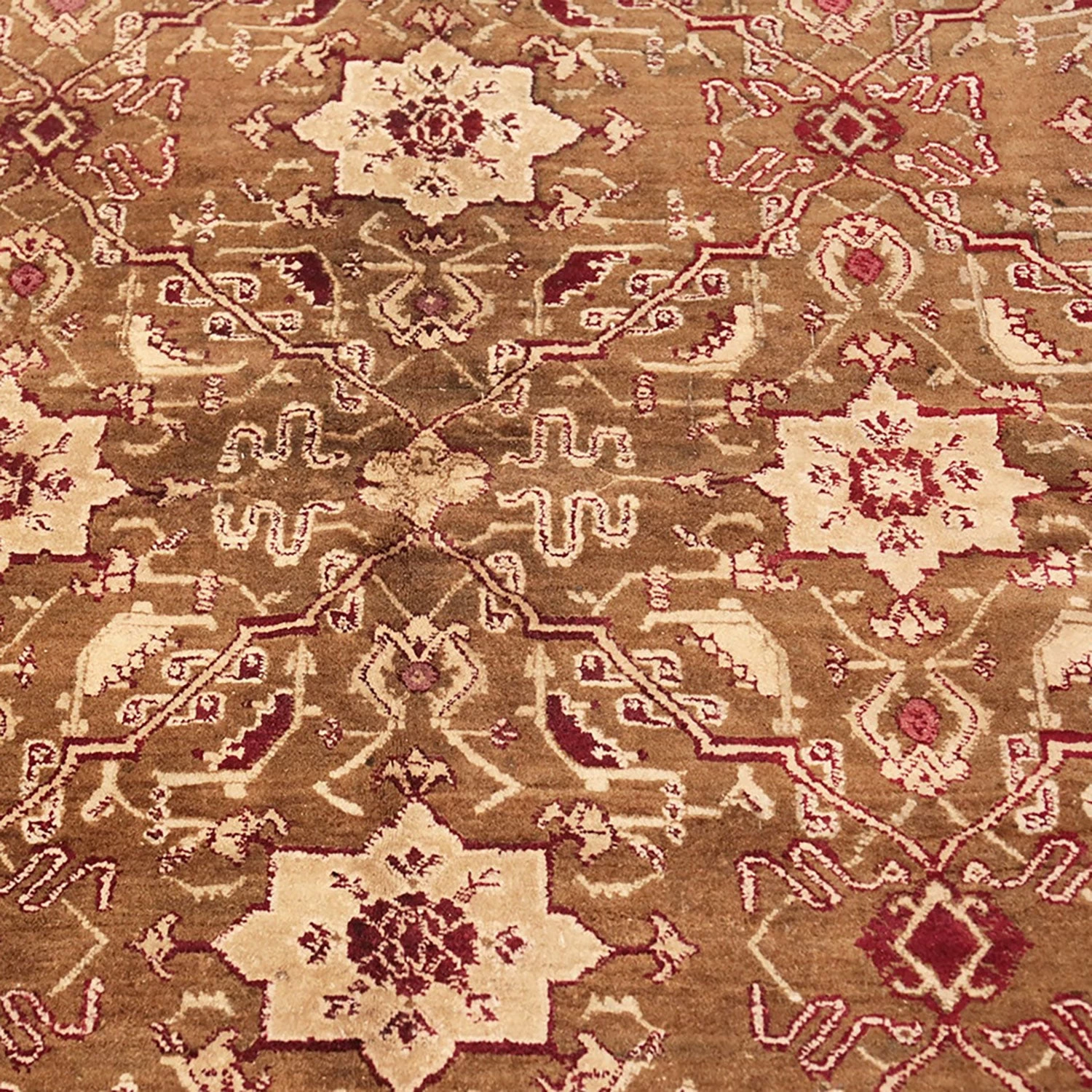 Brown Antique Indian Agra Rug - 5'9" X 8'5" 10 Brown Antique Indian Agra Rug - 5'9" X 8'5" - Image 8