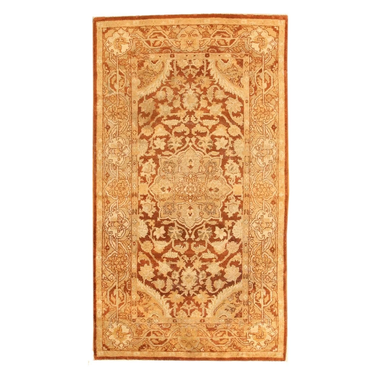 Gold Antique Indian Amritsar Rug - 4'0" X 7'2" 3 Gold Antique Indian Amritsar Rug - 4'0" X 7'2"