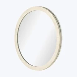 Linen Textured Round Mirror