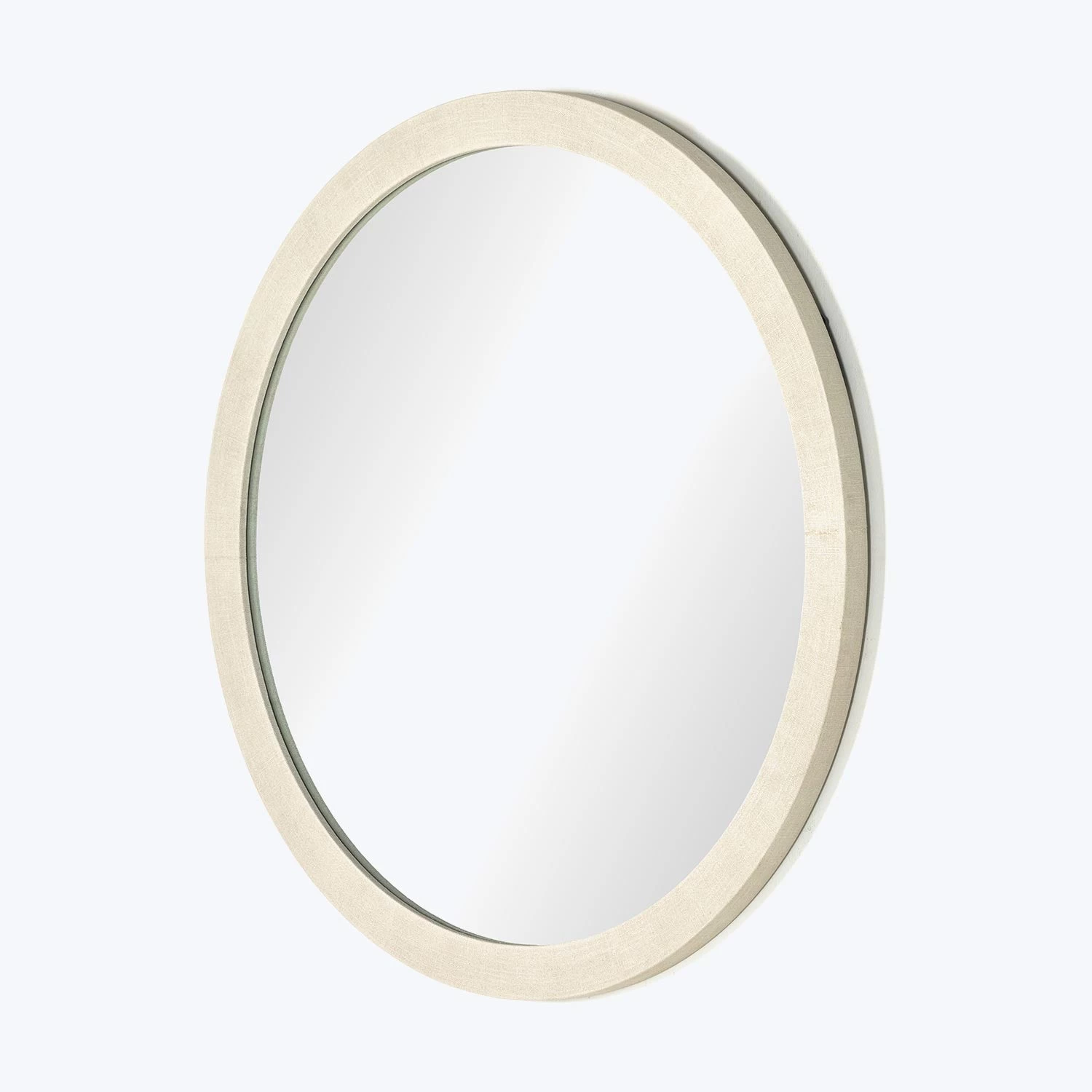 Linen Textured Round Mirror 3 Linen Textured Round Mirror