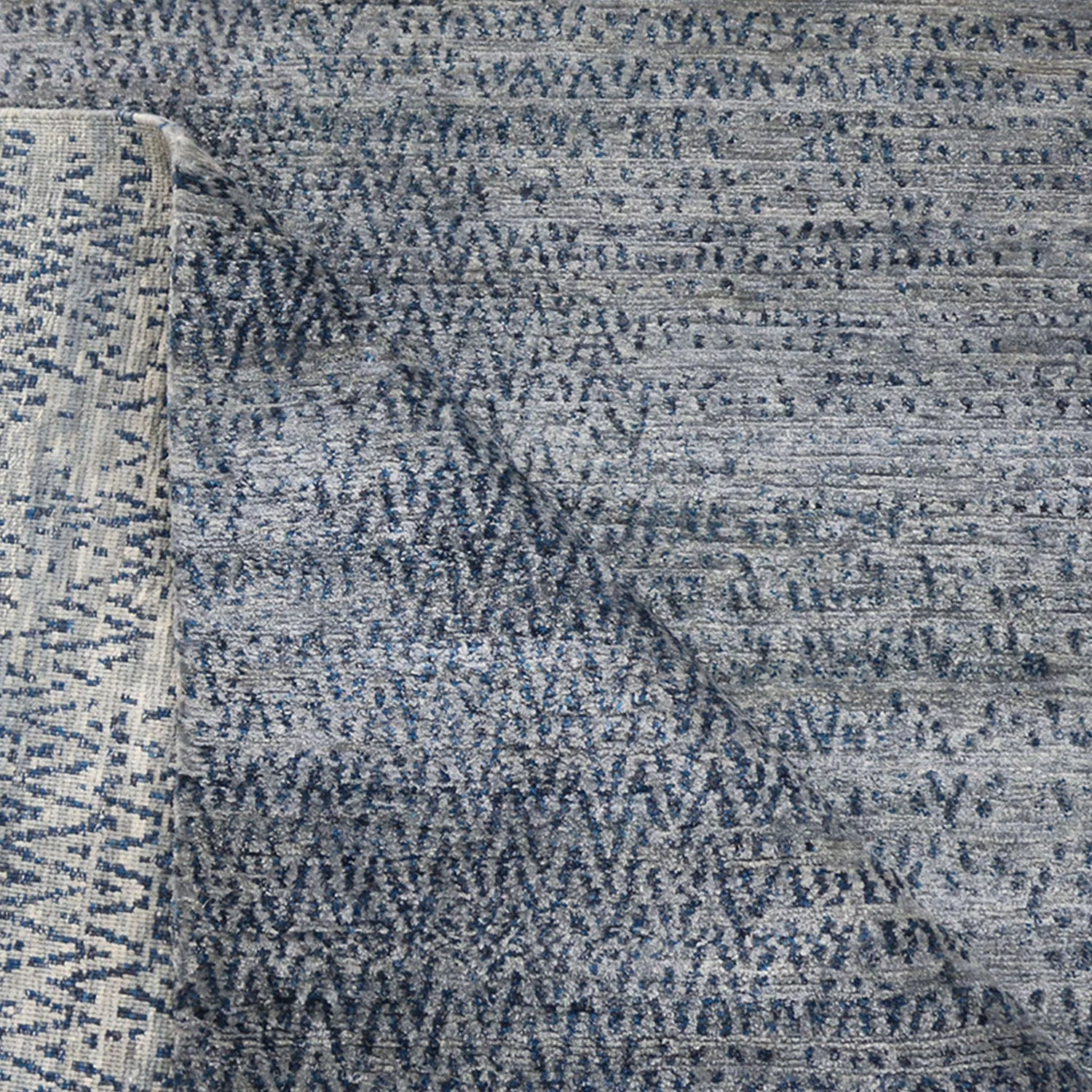 Tibetan Silk Rug - Slate Blue 6 Tibetan Silk Rug - Slate Blue - Image 4