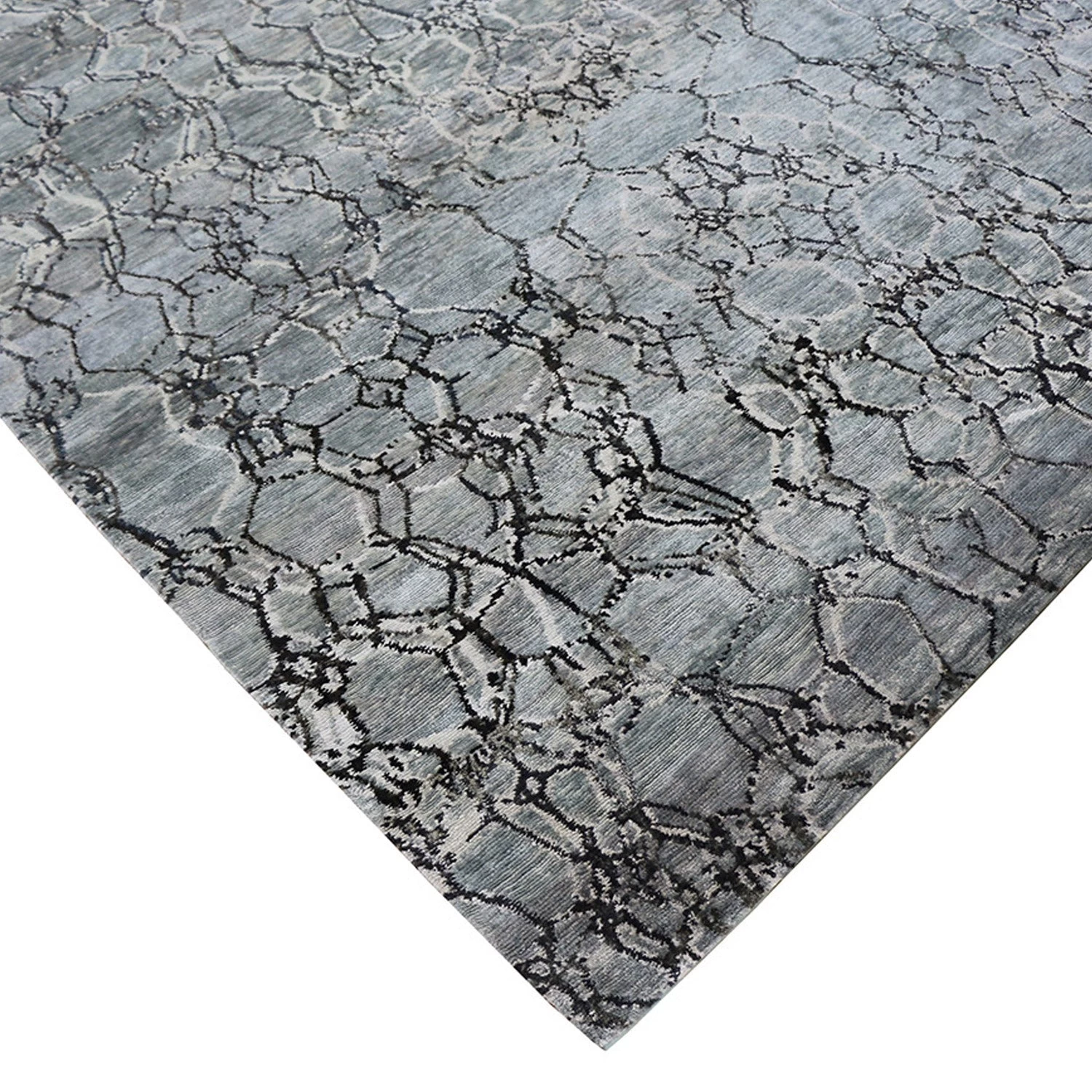 Black Modern Silk Rug - 8'1" X 10'2" 4 Black Modern Silk Rug - 8'1" X 10'2" - Image 2