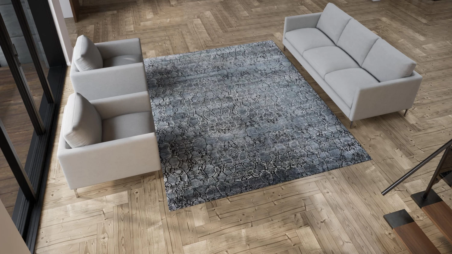 Black Modern Silk Rug - 8'1" X 10'2" 8 Black Modern Silk Rug - 8'1" X 10'2" - Image 6