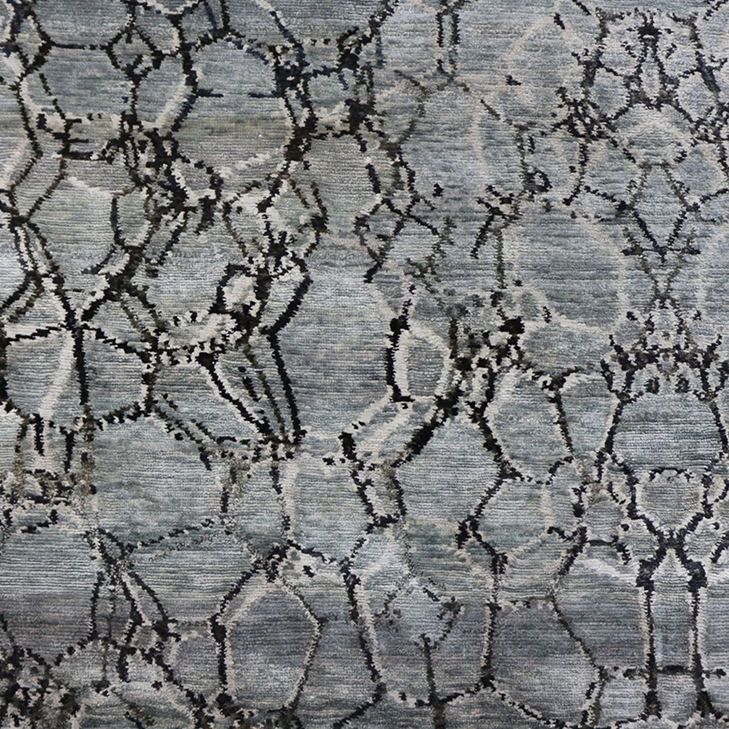 Black Modern Silk Rug - 8'1" X 10'2" 6 Black Modern Silk Rug - 8'1" X 10'2" - Image 4