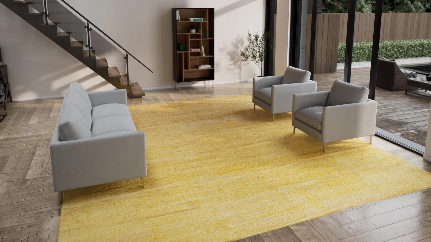 Orange Modern Wool Rug - 14'2" X 15' 5 Orange Modern Wool Rug - 14'2" X 15' - Image 3