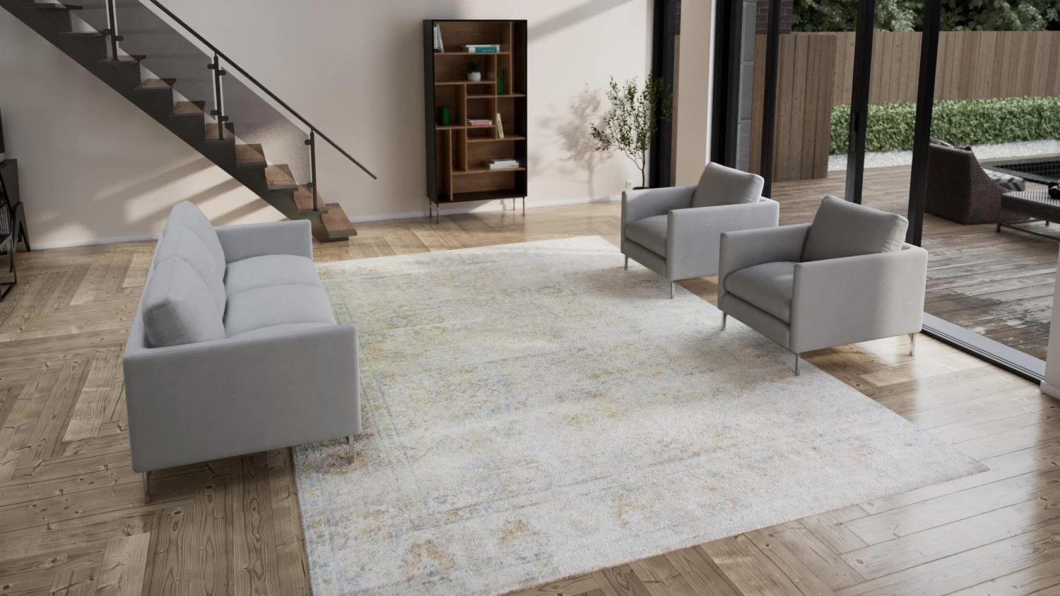 Blue Transitional Silk Rug - 10'2" X 14'5" 5 Blue Transitional Silk Rug - 10'2" X 14'5" - Image 3