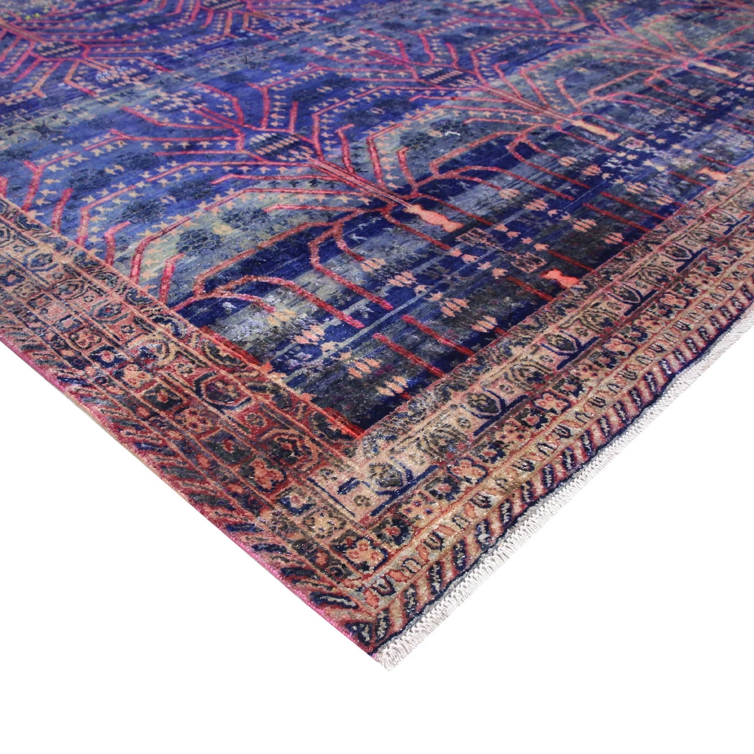 Blue Transitional Wool Silk Blend Rug - 11'8" X 15'2" 6 Blue Transitional Wool Silk Blend Rug - 11'8" X 15'2" - Image 4